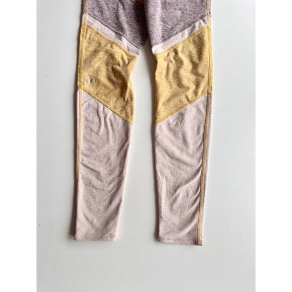 ALO YOGA Sheila Alosoft Yellow Grey Colorblock High Rise Ankle Leggings, Size S - Picture 8 of 12